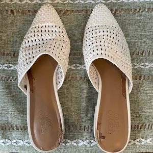 Franco Sarto White Slides With Braiding Detail!